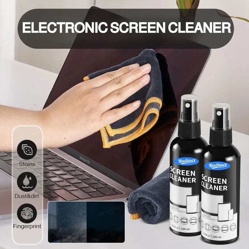Screen Cleaner Spray Kit with Microfiber Cloth Anti-Fingerprint Polish Coating for Phone Tablet Camera Screen Cleaning Protectio