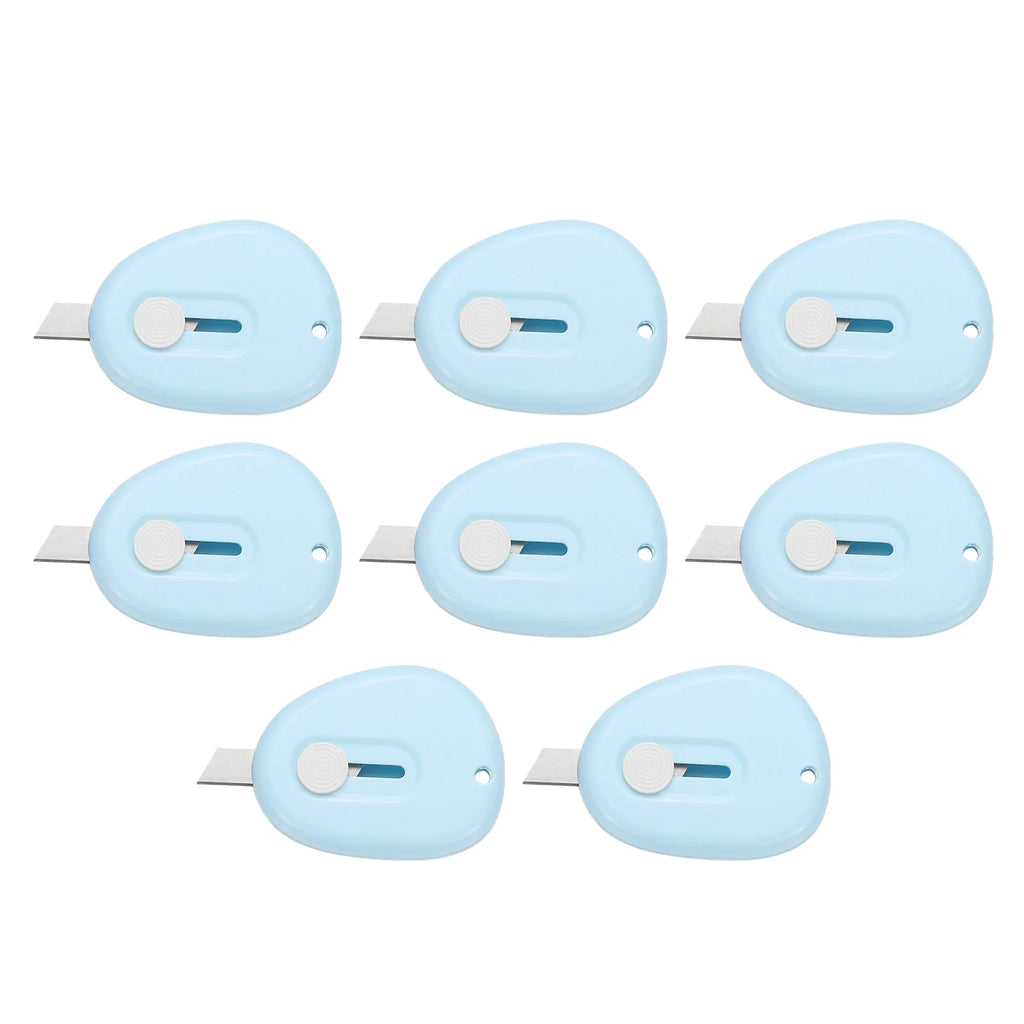 4/8Pcs Mini Box Cutters Retractable Small Utility Knife Portable Cute Letter Envelope Opener with Keychain Hole Office Supplies