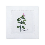 New Embroidered Herb Cocktail Napkin, Pure Linen, Lavender, Rosemary, Mint，Sage，Natural, Elegant, Tea Napkin, 15x15cm,