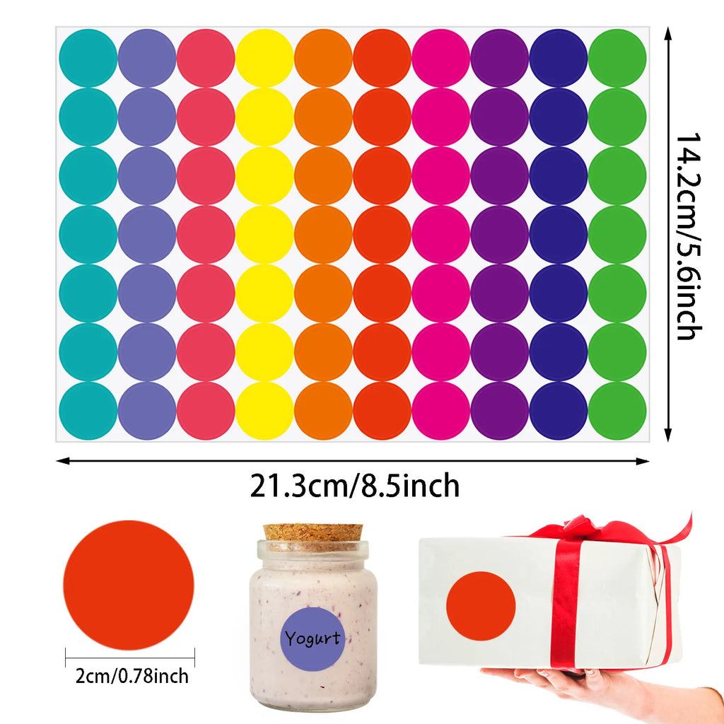 350-700pcs 10 Colors Colorful Dot Glue Stickers, Round Label Paper Round White Circle Round Code Sticker Self-adhesive Label