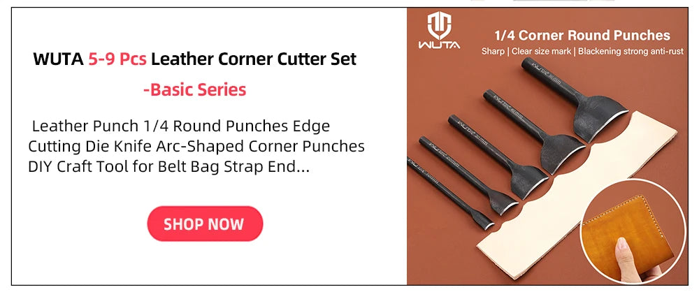 WUTA Basic 1pc Leather Corner Punch Cutter 1/4 Round Punches Arc-Shaped Cutting Dies DIY Strap Belt Wallet Leather Craft Tools