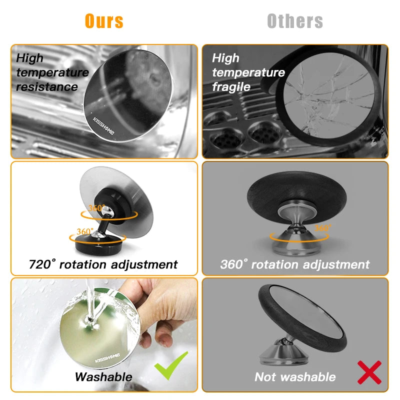 Espresso Extraction Shot Mirror Stainless Steel Portafilter Lens Flow Rate Observation Magnetic Coffee Accessories Barista Tools