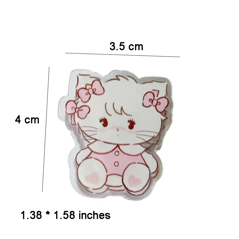 6 pieces Cute Cartoon Kitten Clip Acrylic Transparent Memo Paper Clip Journal Scrapbook Decorative Supplies School Stationery