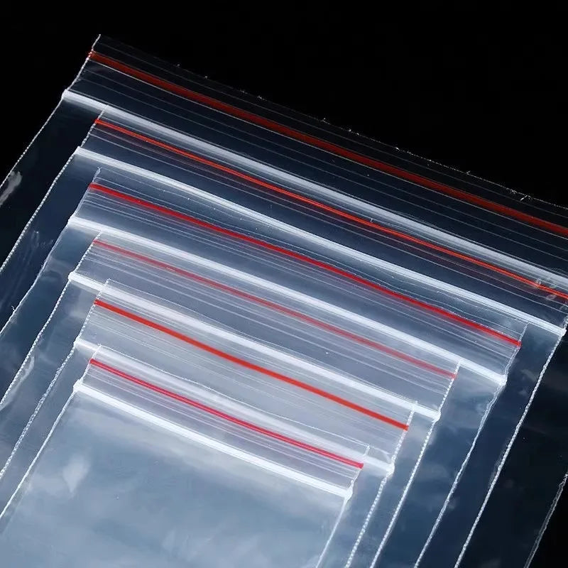 500/100pcs Self Sealed Bags Plastic Storage Bag for Jewelry Food Pills Transparent Zipper Storage Bag Package Pouches Wholesale