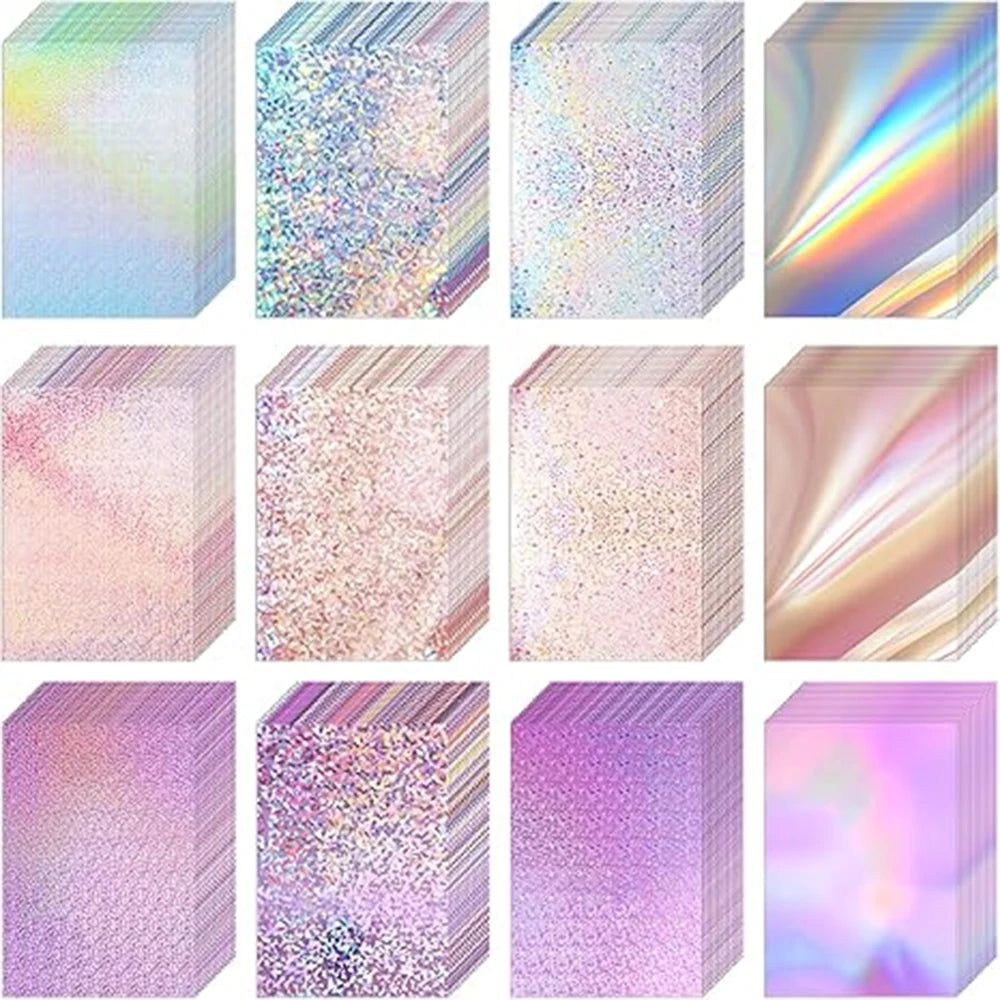 20 Sheets Holographic Cardstock 8.5 x 11, 250gsm Metallic Cardstock Glitter Shiny Iridescent Mirror Paper for Scrapbooking DIY