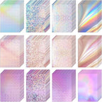 20 Sheets Holographic Cardstock 8.5 x 11, 250gsm Metallic Cardstock Glitter Shiny Iridescent Mirror Paper for Scrapbooking DIY