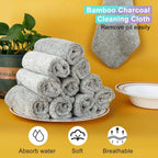 1/100PCS Gray Bamboo Charcoal Thickened Super Absorbent Dishcloth Anti-grease Kitchen Wiping Rags Microfiber Cleaning Cloths
