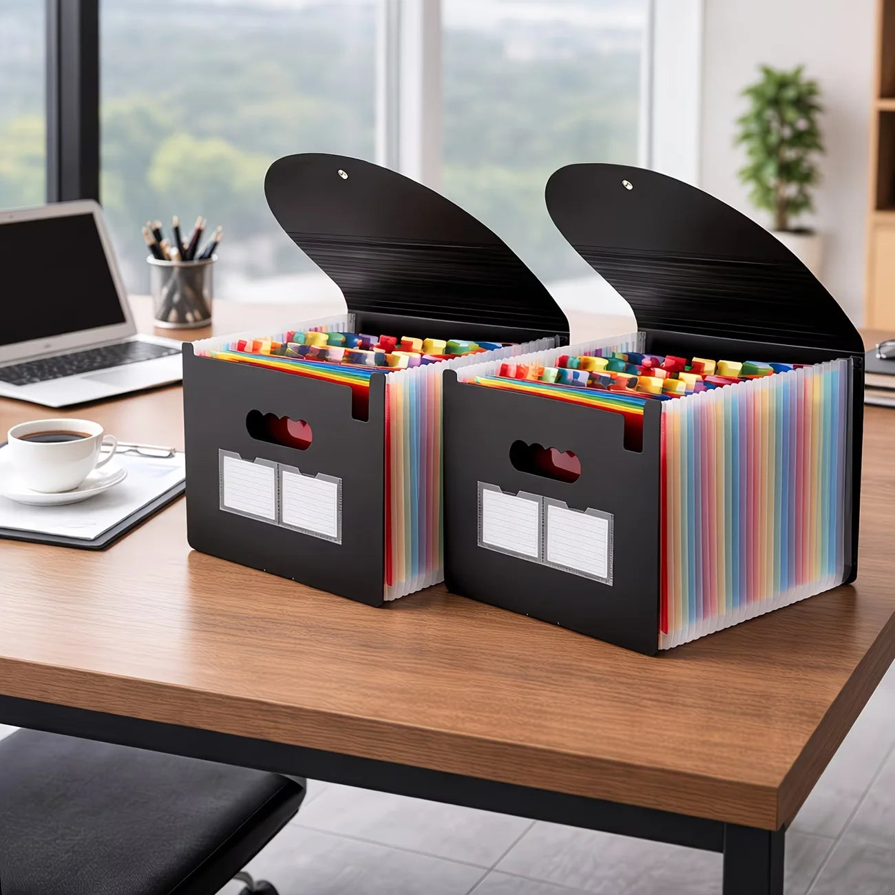 37/25/13 Pockets File Folder Accordion File Organizer/Portable Expandable Plastic Filing Box,Paper/Document/ with Colored Tabs