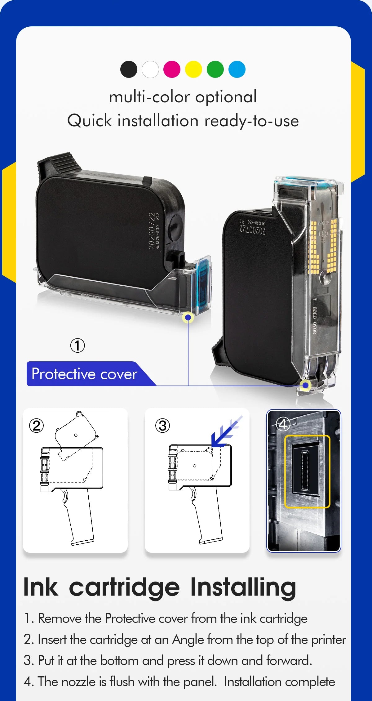 Yhan 2588 compatible quick-dry ink cartridge 12.7mm print height universal for unencrypted handheld printer