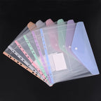 11-hole Loose-leaf File Bag, Transparent 3-hole Folder+6pcs Binder Pockets Document Pouch for Office and School Supply