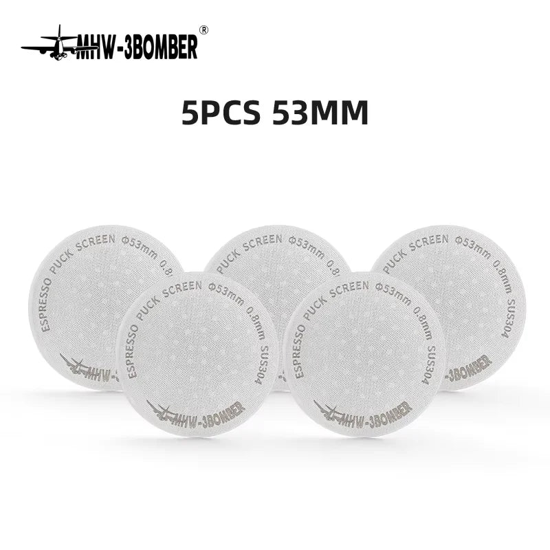 MHW-3BOMBER Titanium Coating Espresso Puck Screen 51/53/58.5mm Reusable Metal Filter 0.8mm Thickness Lower Shower Screen