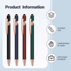 5-10 Pack 2-in-1 Stylus Pen, Retractable Ballpoint Pen w/ Stylus Tip for Touch Screen, Metal, 1.0mm Black Ink