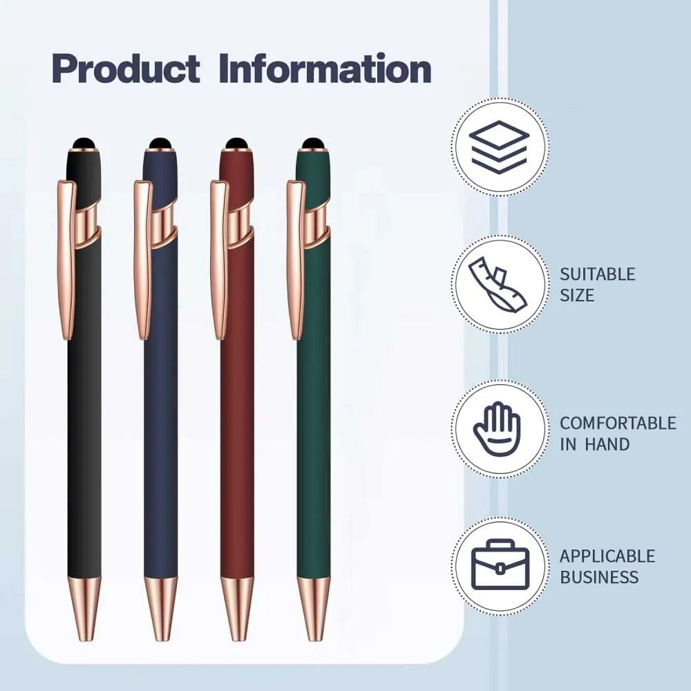 5-10Pieces Ballpoint Pen with Stylus Tip, Metal, 2 in 1 Stylus Ballpoint Pen 1.0 mm Black Ink  for Smartphone, Tablet