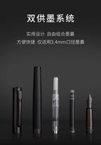 HERO Black Forest Metal Fountain Pen Titanium Black Extra Fine Nib 0.38/0.5mm Students Practice Calligraphy Writing Gift Pen