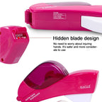 Handheld Tape Dispenser, Pink Auto Tape Cutter with 1 Roll Tape, Fits 12mm/19mm Tape, Portable Tape Holder for Office, School, D
