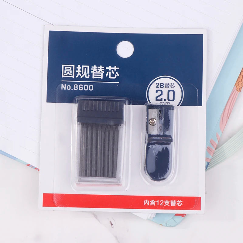 1 Set Mine Compas Pointer Sharpener Pencil Lead Stationery Compass Core With 2mm Manual Office Portable Storage
