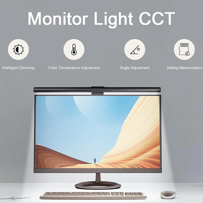 Wiscolor Computer Monitor LED Screen Hanging Light Bar Remote Control Stepless Dimming Eyescare USB Lightbar Reading Desk Lamp