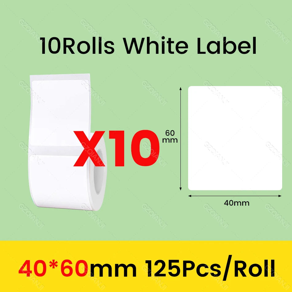3/5/10 Rolls NiiMbot B21 B1 Label Printer Paper Roll Waterproof Anti-Oil Tear-Resistant Price Tag Pure White Sticker Papers