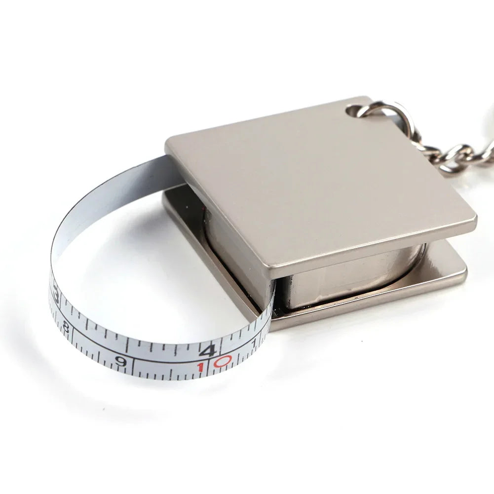Key Ring Tape Measure Keychain Gauging Tools Retractable Ruler Pull Ruler Measuring Tools Stainless Steel Portable
