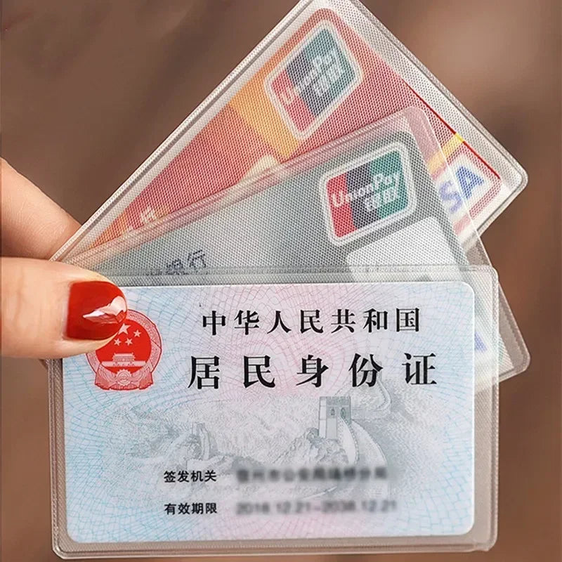 1/5/10PCS Women Men Credit Card case ID Business Card holder bag Protection Document Id Badge Transparent Card Cover Holder PVC