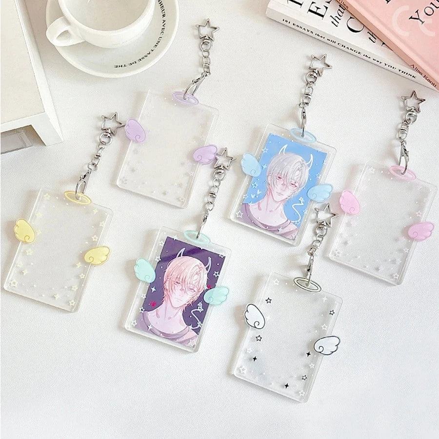Kpop Card Holder Keychain Sleeve Clear Acrylic Badge ID Holder Idols K-pop Album Binder Photo Frame