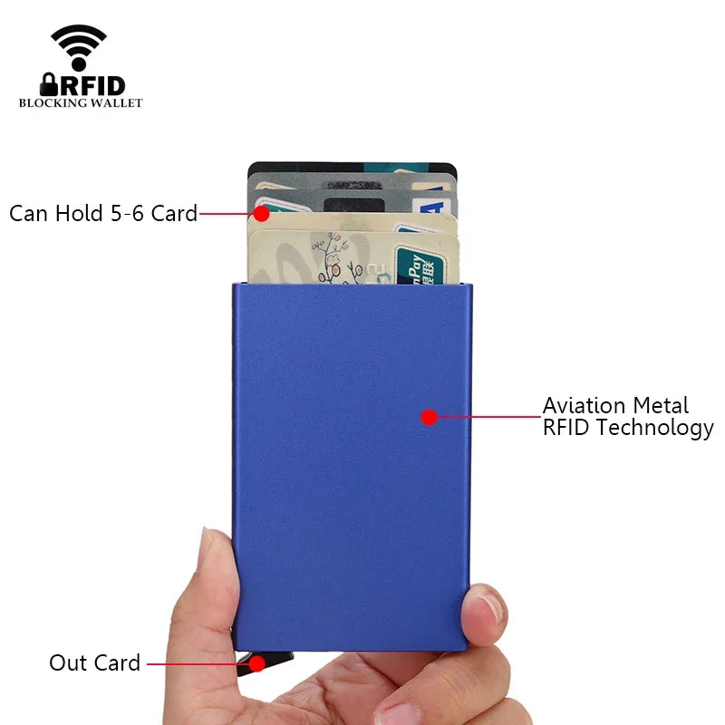 Rfid Metal Credit Card Holder Luxury Men Minimalist Wallet Cardholder Case Bag Business Supplies Card Storage Box Organizer Mini