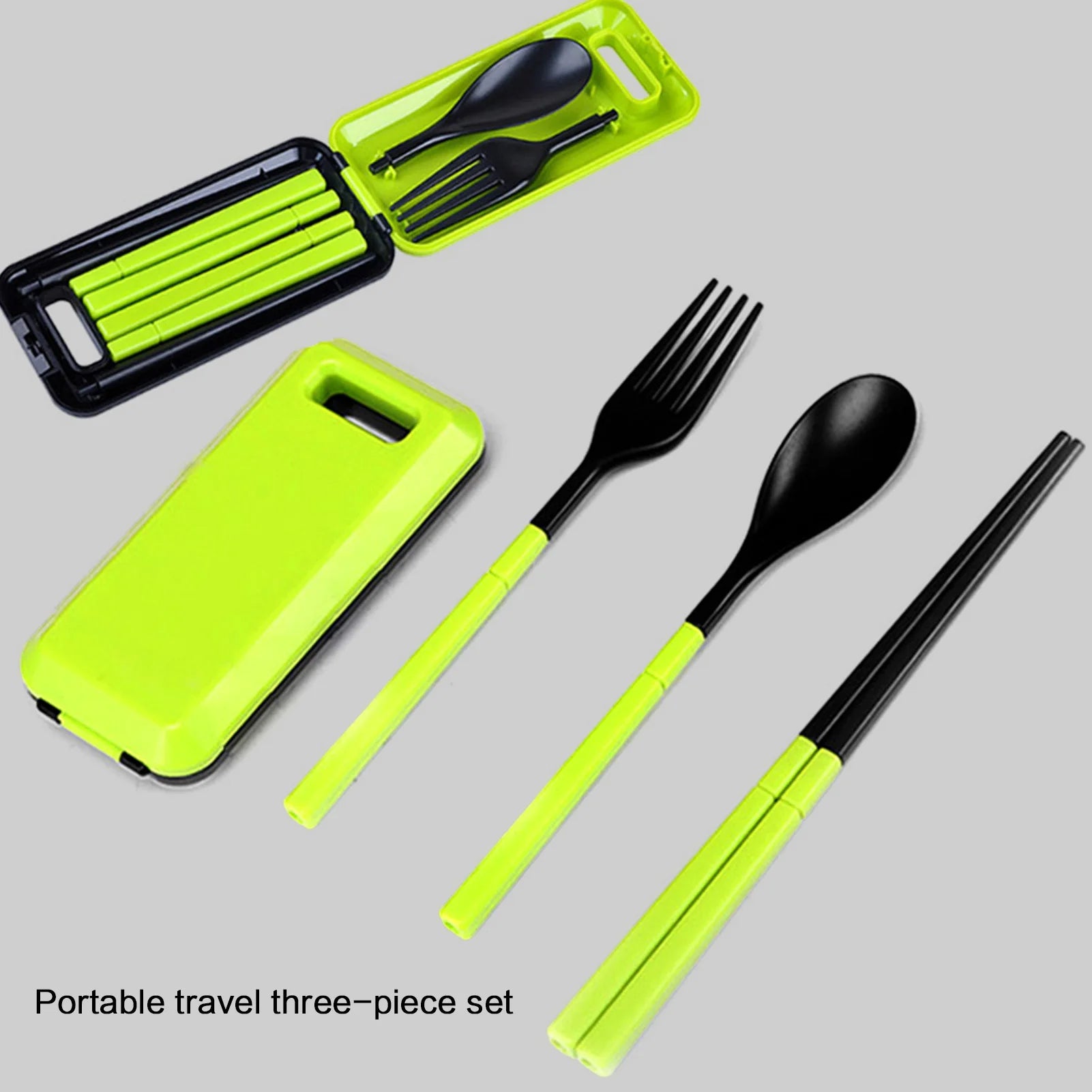 Travel Cutlery Set Spoon Fork Chopsticks Food Grade ABS Plastic Lightweight Portable Candy Colors For Outdoor Picnic Office Use