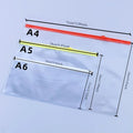 6PCS PVC Transparent Waterproof Zipper File Bags, A4/A5/A6 Envelope Document Pouches, Random Color Archive Organizer for Office