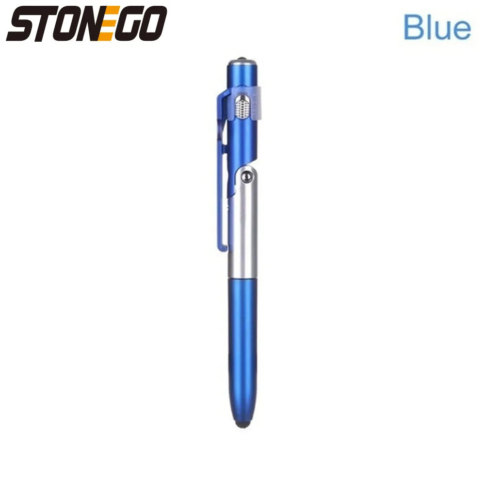 STONEGO Multifunction 4-in-1 Foldable Ballpoint Pen Stylus (Flashlight + Support) for Tablet Cellphone