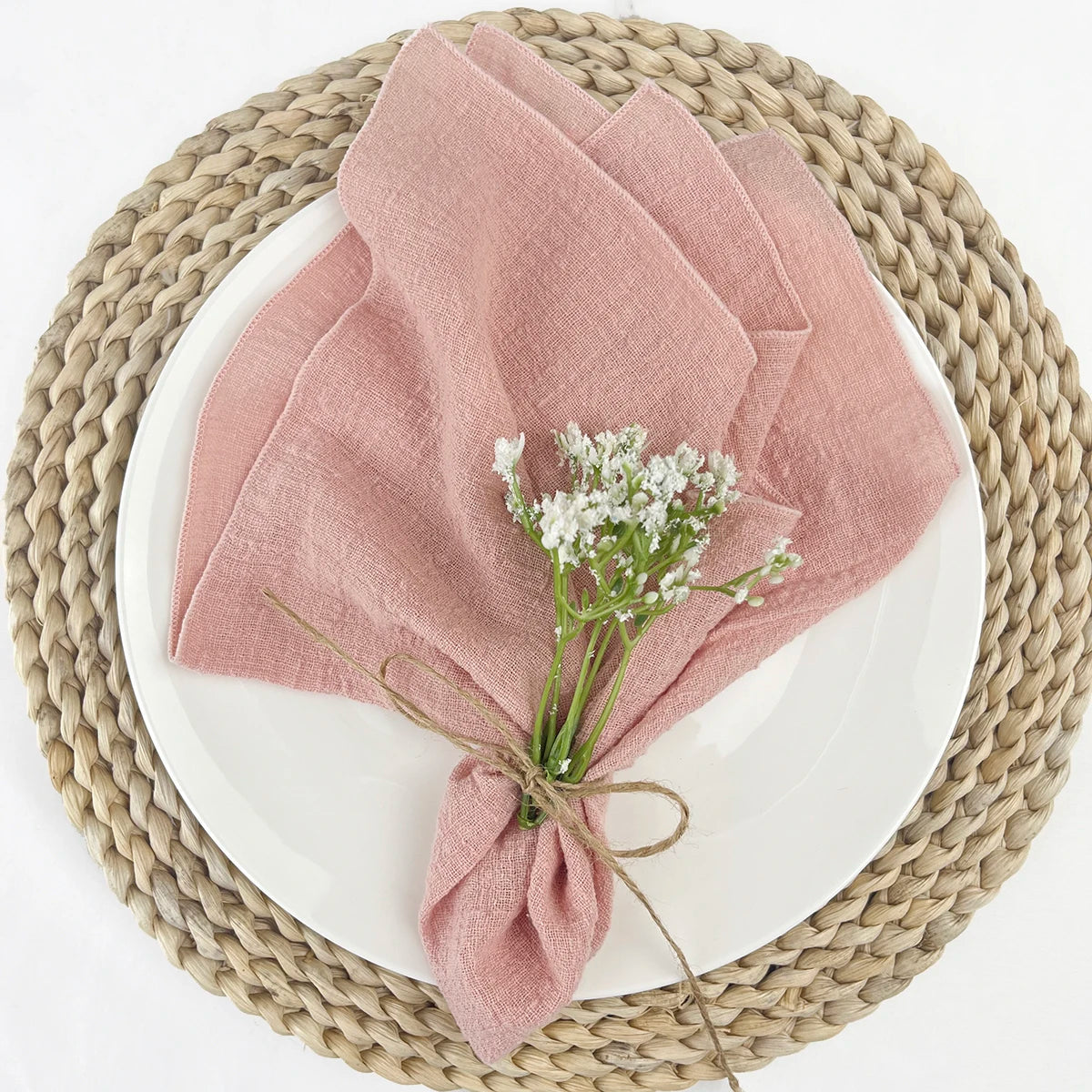 Set of 6 Cotton Cloth Napkins Gauze 30x30cm Fabric for Wedding Decor Everyday Use Dinner Tea Towel Table Village Christmas Napki