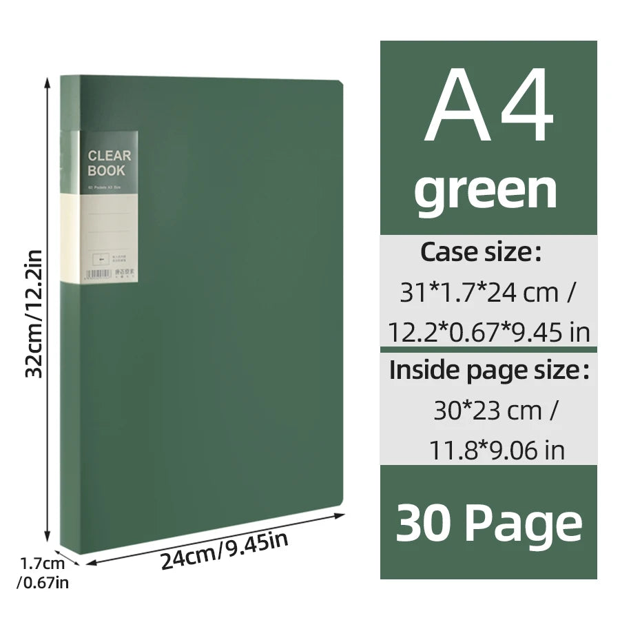 A4 Side-Loading Document Folder Multi-Layer Transparent  Organizer Paper Holder Sheet Music Binder with Dividers 20/30/40/60Page