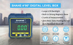 SHAHE Digital Angle Finder Gauge Magnetic Protractor Inclinometer Angle Cube Level Box With Magnetic Base And Backlight