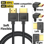 8K HDMI-compatible Cable 2.1 High Speed 48Gbps 8K@60Hz 4K@240Hz HDCP HDR 90 Degree Bend HD Cord  for PS5 PC Gaming Monitor HDTV