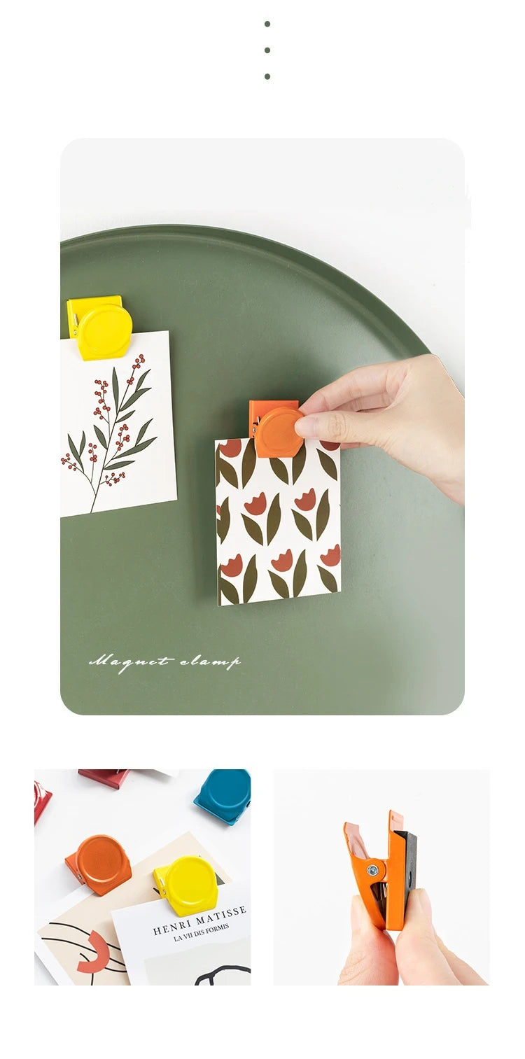 1pcs Mini Magnet Clamp Multi Color Magnetic Paper Clip for Fridge File Index Photo Memo Office School A7127