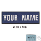 1PC Custom Name Patch Stripes Badge 10X2.5CM,8X5CM,10X4CM, 8X2.5CM,12X2.5CM,15X5CM,20X7CM,25X8CM Iron On Or Hook Loop DARK BLUE