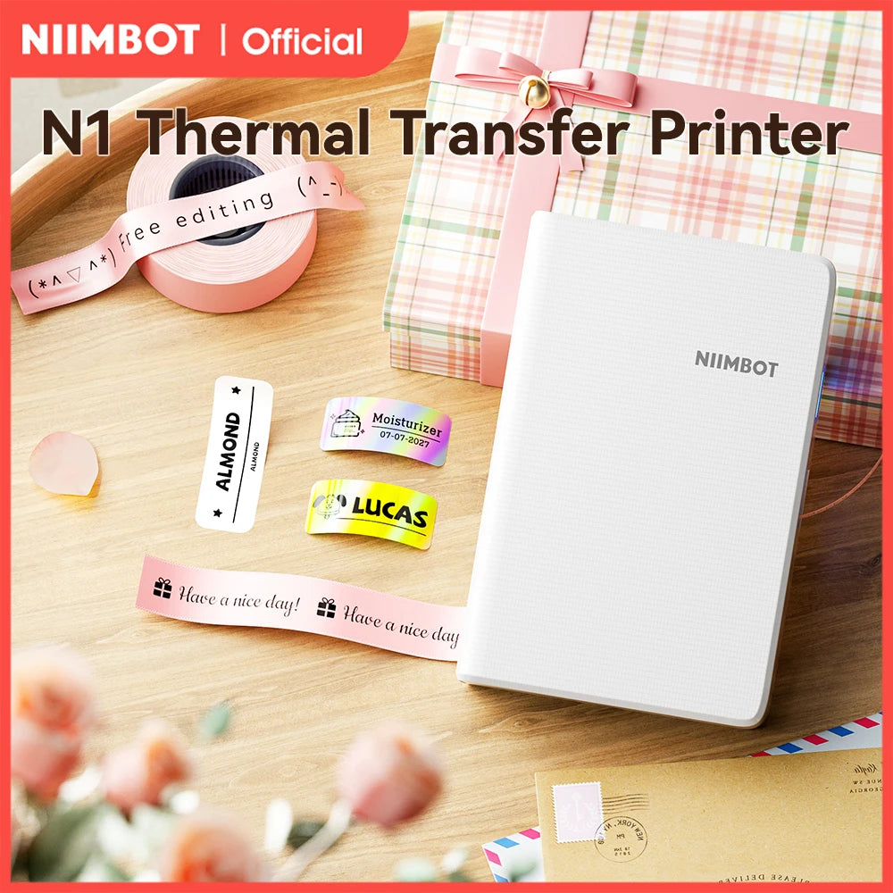 Niimbot N1/B18 Thermal Transfer Label Sticker Printer Mini Label Maker With Ribbon PET Papers For Jewelry Store Cable Cosmetics