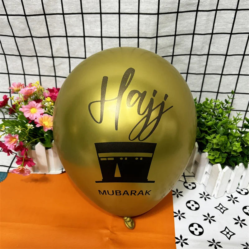 Black Gold Hajj Mubarak Disposable Paper Plates Cups Napkins Banner Balloons Home 2026 Eid Mubarak Islamic Muslim Party Supplies