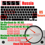 Russian Layout MacBook Pro Keyboard Cover 14" 16" M4 M3 M2 M1 Pro, MacBook Air 15" 13.6" M3 M2 Silicone Skin, US/EU Version