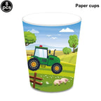  Green Tractor Birthday Party Supplies Farm Tractor Paper Plates Cup Napkins for Tractor Birthday Party Decoration Supplies