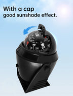 For Boat Yacht Car Waterproof Navigation Compass With Electronic LED Light White/Black Marine Sea Pivoting Marine Compass