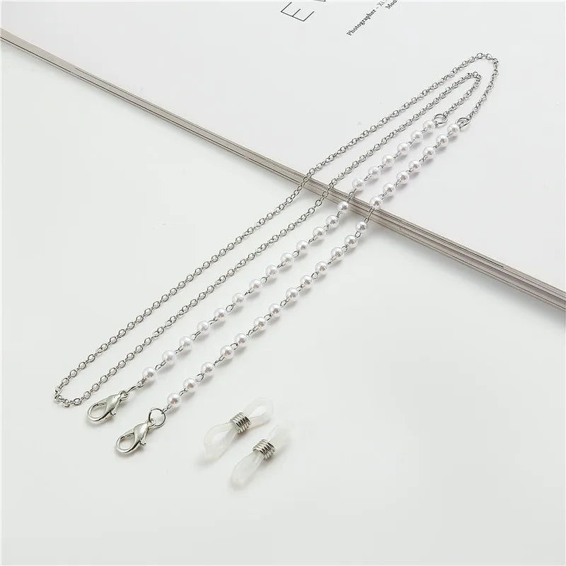 Fashion Reading Glasses Chain Pearl Flower Glasses Hanging Rope Anti-Lost Eyewear Mask Lanyard Women Sunglasses Glasses Chain