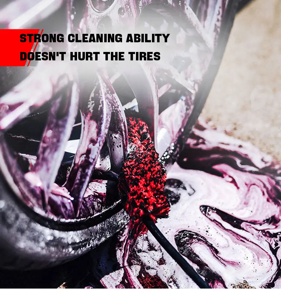 SEAMETAL Car Wheel Detailing Cleaning Brush Woolies Plush Car Rim Tire Wash Brushes Long Handle Bendable Auto Wheel Clean Tools