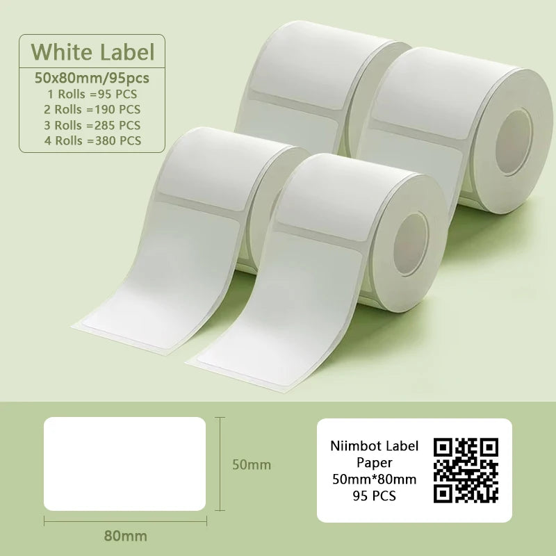 Niimbot B1 Portable Printer White Sticker 2/3/4/5Rolls Waterproof Paper Adhesive Label Printer Residential &Commercial For B21