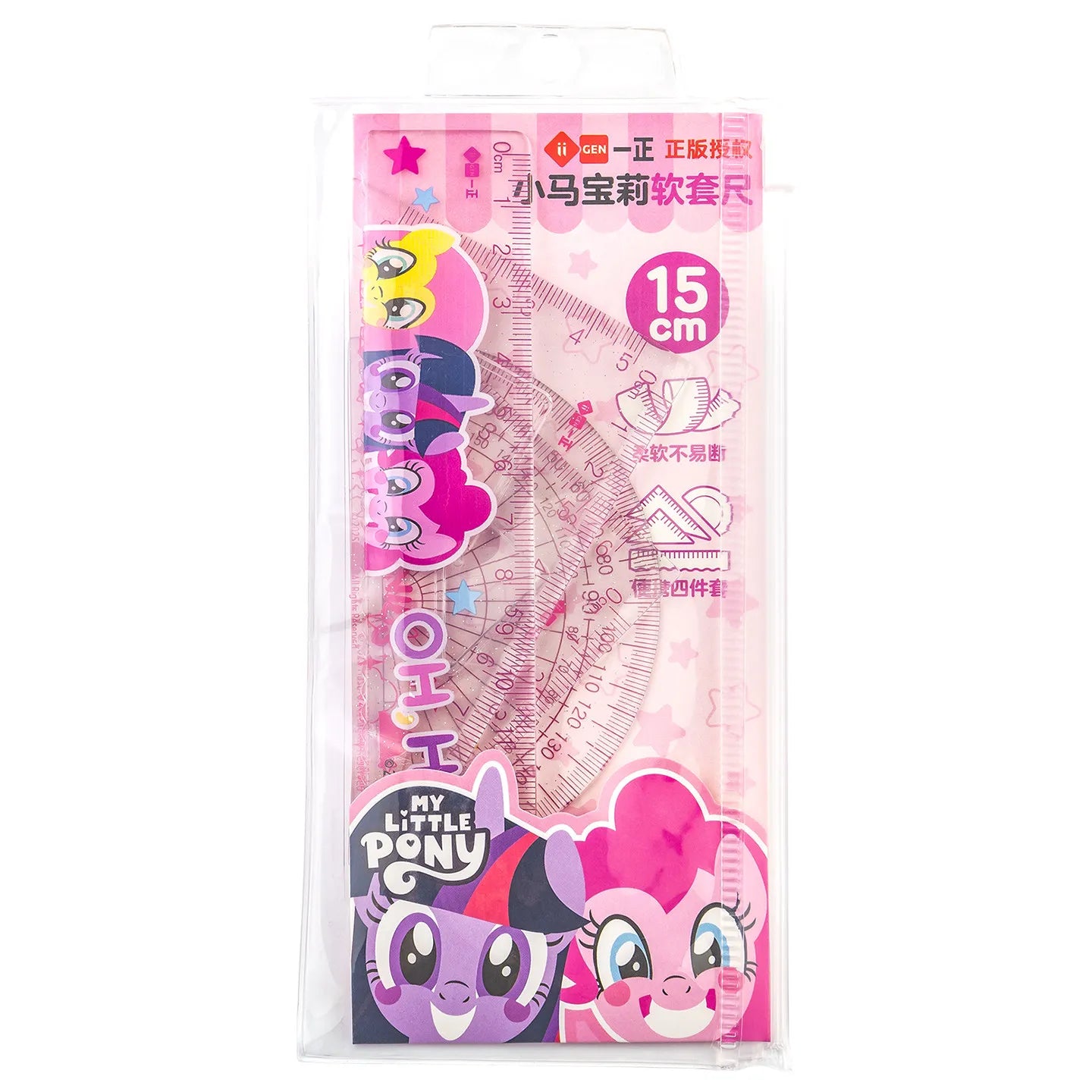 Iigen Ruler Set My Little Pony Flexible Transparent 15cm Triangular Ruler Protractor For School Office Stationery