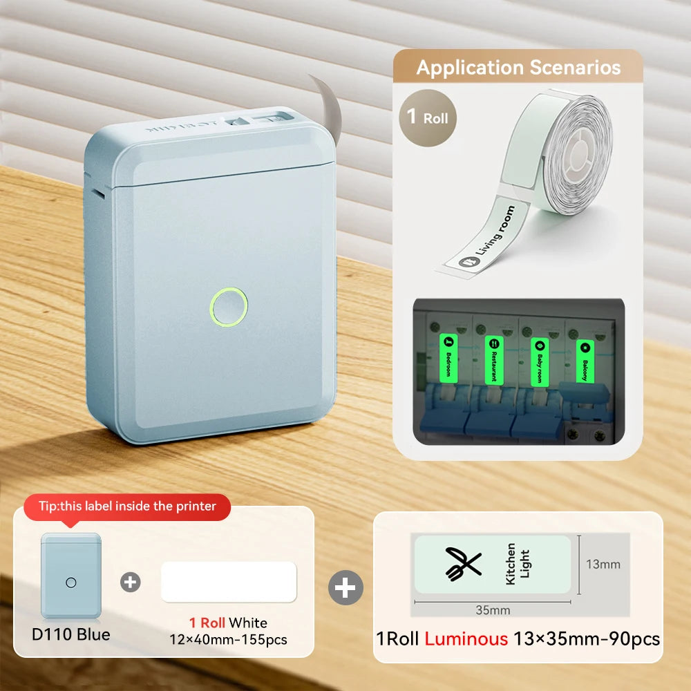 Niimbot D110 Mini Handheld Thermal Label Maker Wireless Sticker Machine Inkless Pocket with Label Sticker for Home Office