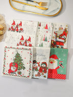Christmas Party Napkins Disposable Dinner Serviettes Santa Claus Christmas Tree Gifts Flower Element Style Art Decoupage Napkins