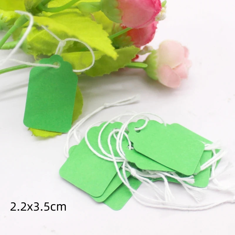 100 pcs 2.2x3.5cm green/yellow/white/kraft /pink jewelry price tags, paper price tags