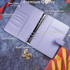 A5 Notebook Photocard Binder with 4 Pockets Sleeves, 6 Ring  PU Leather Binder Loose Leaf Personal Organizer Photo Binder Book