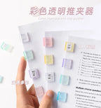 10PC Acrylic Push Clip Pusher Transparent Paper File Document Classification Clips Stationery Index Holder Clamp Office Sorting