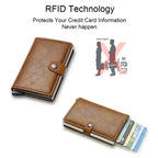 Carbon Fiber Credit Card Holder Wallet Men Rfid Smart Metal Thin Slim Pop Up Minimalist Wallet Small Black Purse Metal Vallet